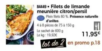 Thiriet Filets De Limande Meunière Citron/Persil offre