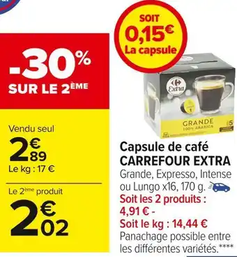 Carrefour Market Carrefour extra capsule de café offre