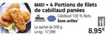 Thiriet 4 Portions De Filets De Cabillaud Panées offre