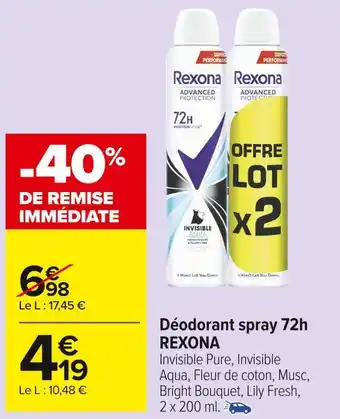 Carrefour Market Rexona déodorant spray 72h offre