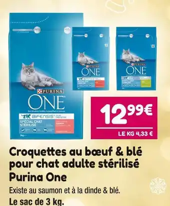 Purina one croquettes au bœuf & blé pour chat adulte stérilisé