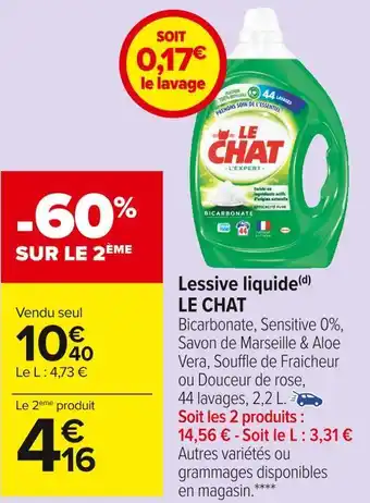 Carrefour Market Le chat lessive liquide offre