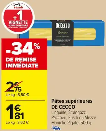 Carrefour Market De cecco pâtes supérieures offre
