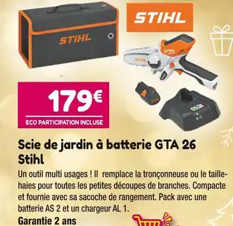 Point Vert Stihl scie de jardin à batterie gta 26 offre