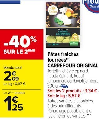 Carrefour Market Carrefour original pâtes fraiches fourrées offre