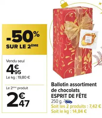Carrefour Market Esprit de fête ballotin assortiment de chocolats offre