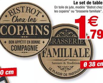 Bazarland Le set de table offre