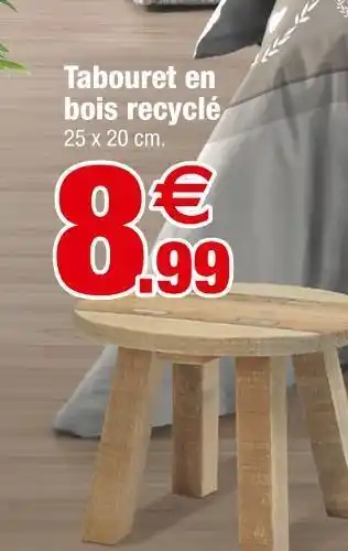 Bazarland Tabouret en bois recyclé offre