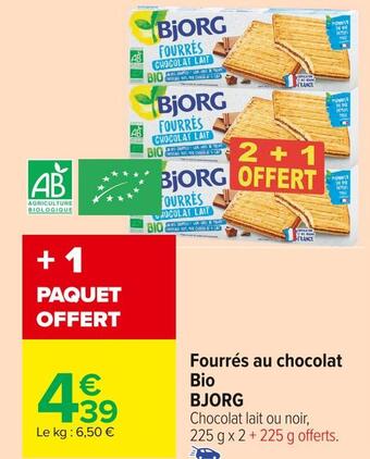 Carrefour Market Bjorg fourrés au chocolat bio offre