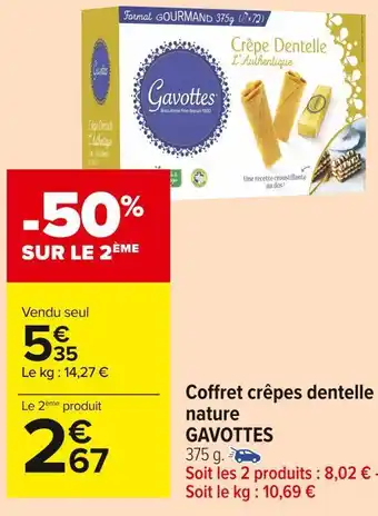 Carrefour Market Gavottes coffret crêpes dentelle nature offre