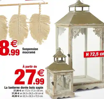 Bazarland La lanterne dorée bois sapin offre