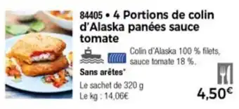 Thiriet 4 Portions De Colin d'Alaska Panées Sauce Tomate offre