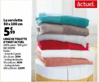 Auchan Linge de toilette 0 twist actuel la serviette 50 x 100 cm offre