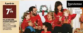Auchan Pull de noël bébé ou enfant inextenso offre