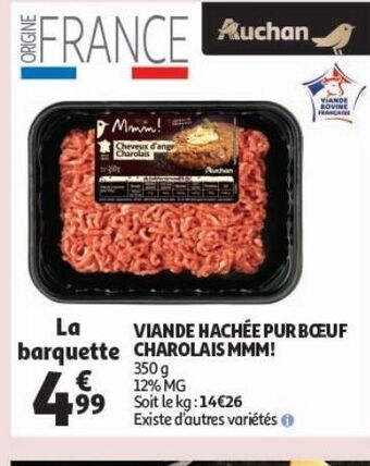 Auchan Supermarché Viande hachée pur boeuf charolais mmm! offre