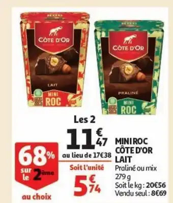 Auchan Supermarché Mini roc cote d´or lait offre
