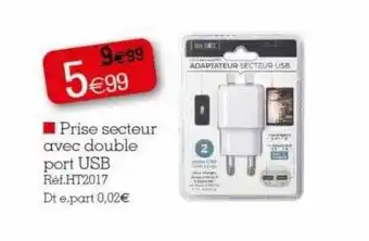 Kandy Prise secteur avec double port usb offre