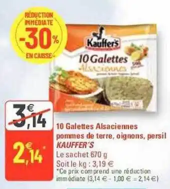 G20 10 galettes alsaciennes pommes de terre, oignons, persil kauffer's offre