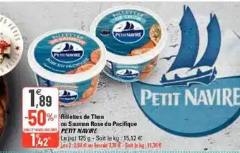 G20 Rillettes de thon ou saumon rose du pacifique petit navire offre