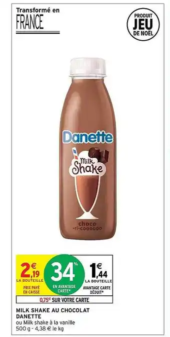 Intermarché Express Milk shake au chocolat danette offre