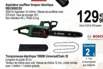 Tridôme Aspirateur souffleur broyeur électrique, tronçonneuse électrique 1800w universalchain 35 bosch offre