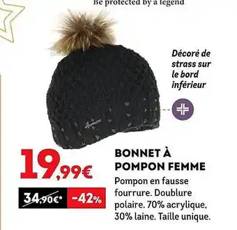 Sport 2000 Bonnet à pompon femme offre