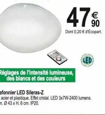 Tridôme Plafonnier led sileras-z offre