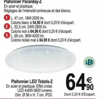 Tridôme Plafonnier paranday-z, plafonnier led totaris-z offre