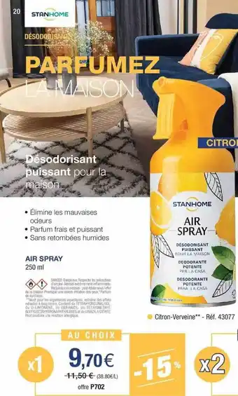Désodorisant puissant pour la maison air spray stanhome