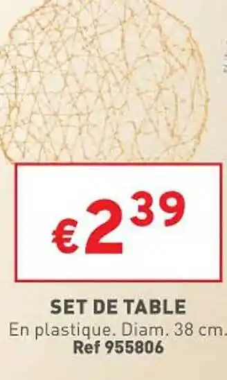 Trafic Set de table offre