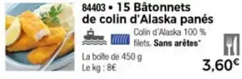 Thiriet 15 Bâtonnets De Colin d'Alaska Panés offre