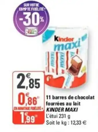 G20 11 Barres De Chocolat Fourres Au Lait Kinder Maxi offre