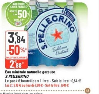 G20 Eau Minerale Naturelle Gazeuse S.Pellegrino offre