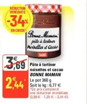 G20 Pate A Tartiner Noisettes Et Cacao Bonne Maman offre