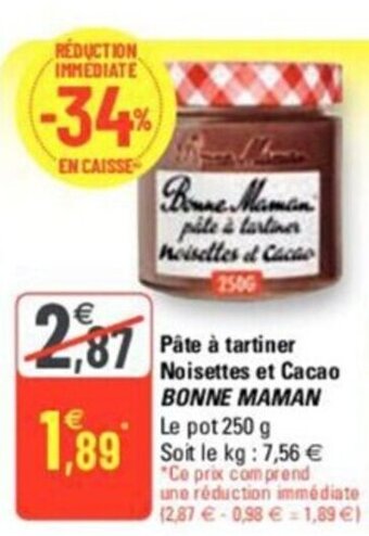 G20 Pate A Tartiner Noisettes Et Cacao Bonne Maman offre