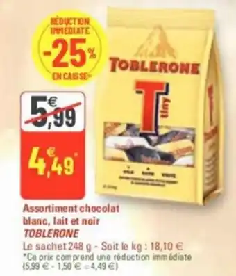 G20 ssortiment Chocolat Blanc, Lait Et Noir Toblerone offre