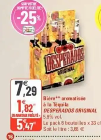 G20 Biere** Aromatisee A La Tequila Desperados Original offre