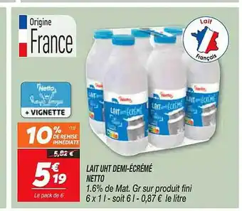 Netto Lait uht demi-écrémé netto offre
