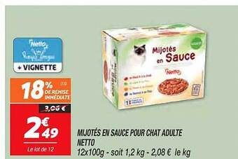 Netto Mijotés en sauce pour chat adulte netto offre