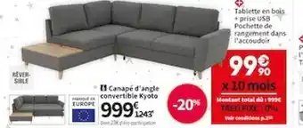 Conforama Canapé d'angle convertible kyoto offre