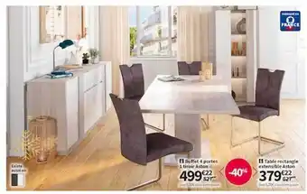 Conforama Buffet 4 portes 1 tiroir aston, table rectangle extensible aston offre