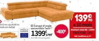 Conforama Canapé d'angle convertible twin offre