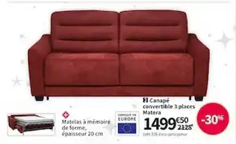 Conforama Canapé convertible 3 places matera offre