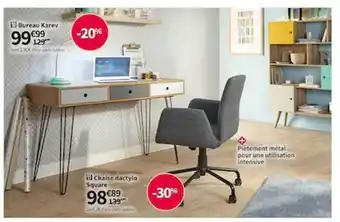 Conforama Chaise dactylo square, bureau karev offre