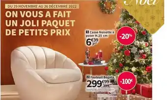 Conforama Casse noisette à poser h.25 cm, fauteuil bogota offre