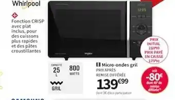 Micro-ondes gril whirlpool