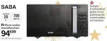 Conforama Micro-ondes monofonction saba offre