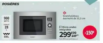 Conforama Micro-ondes intégrable rosières offre