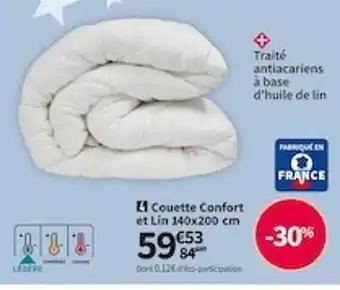 Conforama Couette confort et lin 140 x 200 cm offre