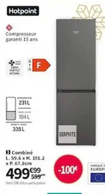 Conforama Combiné l.59.6 x h.191.2 x p.67.8 cm hotpoint offre